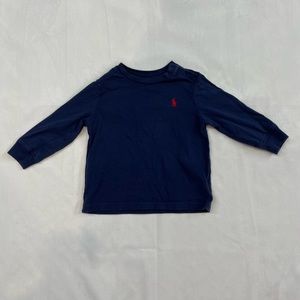 Ralph Lauren Navy Blue Long Cotton Sleeve T-shirt Top Tee Size 12M
